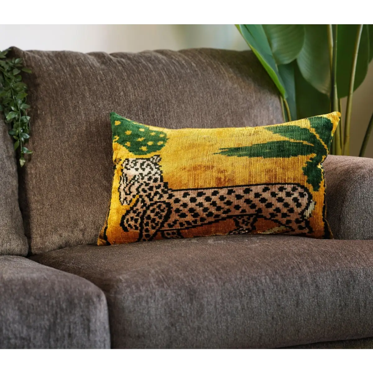 Canvello Handmade Luxury Yellow Tiger Throw Pillows - 16x24 - Canvello
