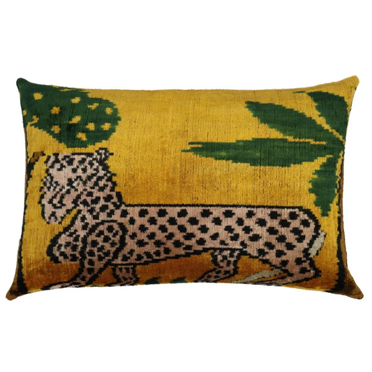 Canvello Handmade Luxury Yellow Tiger Throw Pillows - 16x24 - Canvello