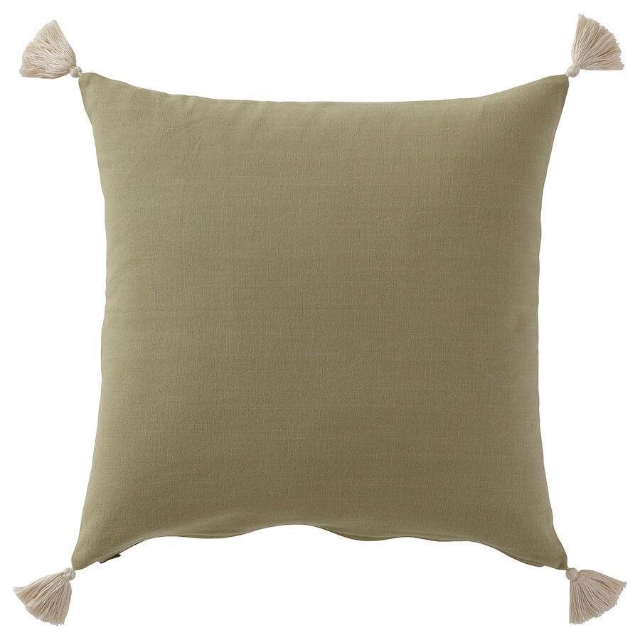 Coussin décoratif vert olive fait main Canvello | 20 x 20 po