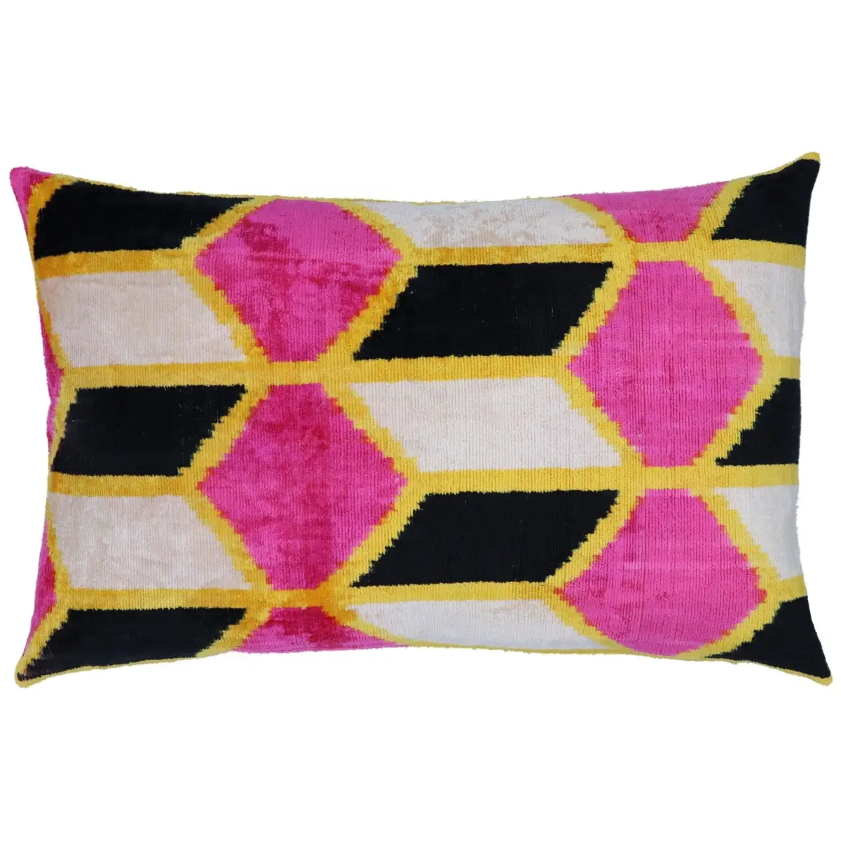 Canvello Handmade Pink Black Velvet Throw Pillow with Down Insert - 16x24 - Canvello