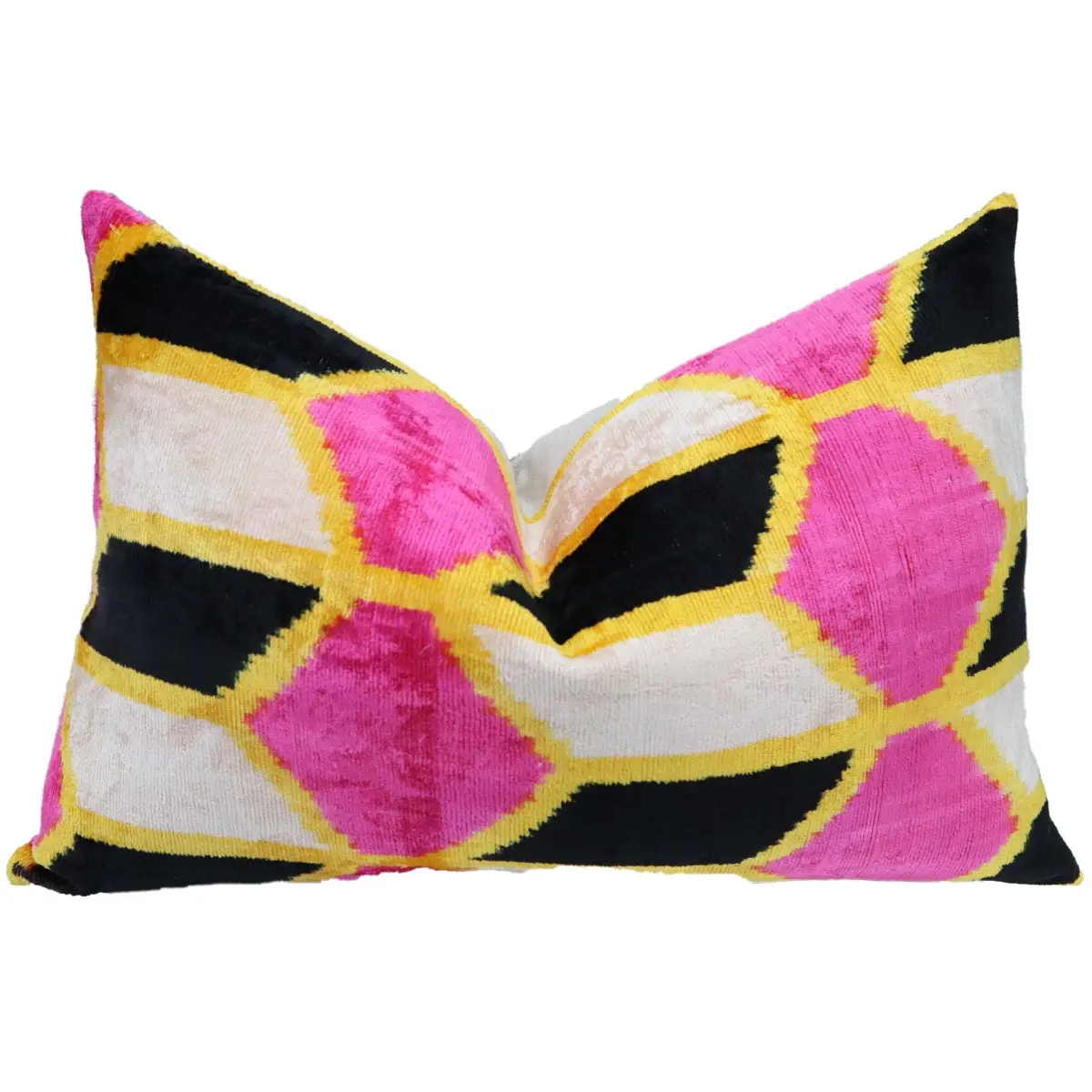 Canvello Handmade Pink Black Velvet Throw Pillow with Down Insert - 16x24 - Canvello