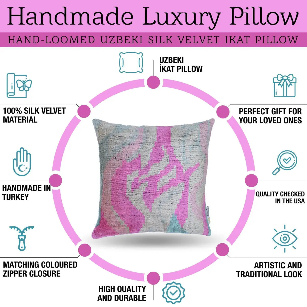 Canvello Handmade Pink Decorative Pillows - 16x16 inch - Canvello