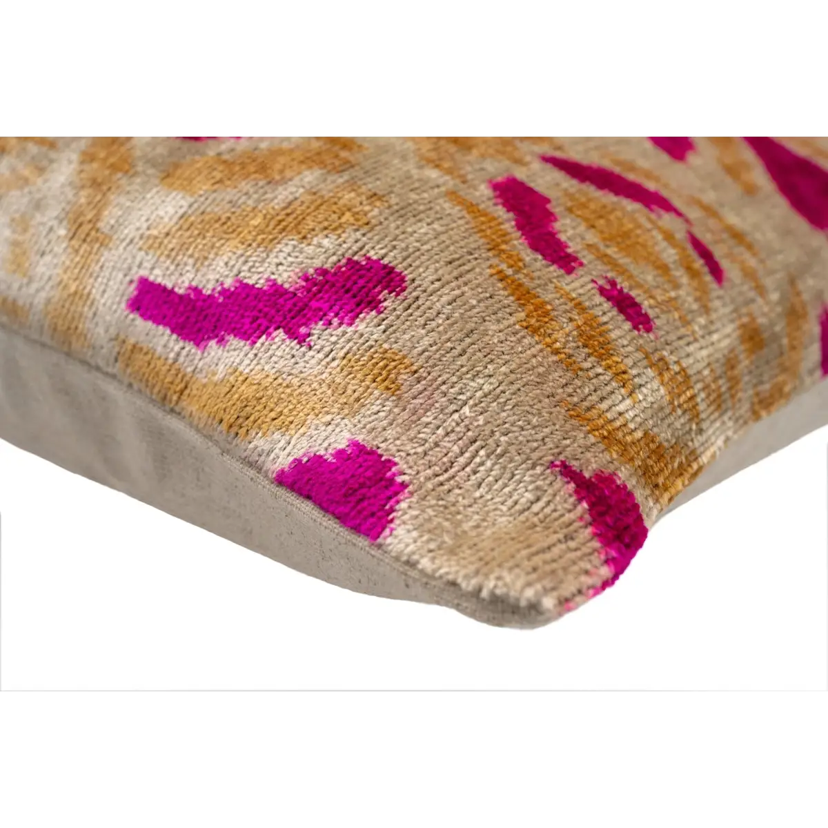 Canvello Handmade Pink and Gold Abstract Design Throw Pillow - 16x24 inch Silk Velvet Vegetable Dyed with Premium Down