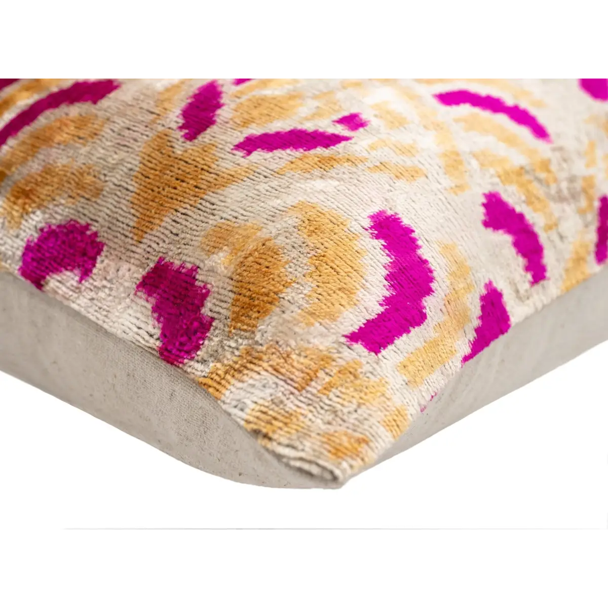 Canvello Handmade Pink and Gold Abstract Design Throw Pillow - 16x24 inch Silk Velvet Vegetable Dyed with Premium Down