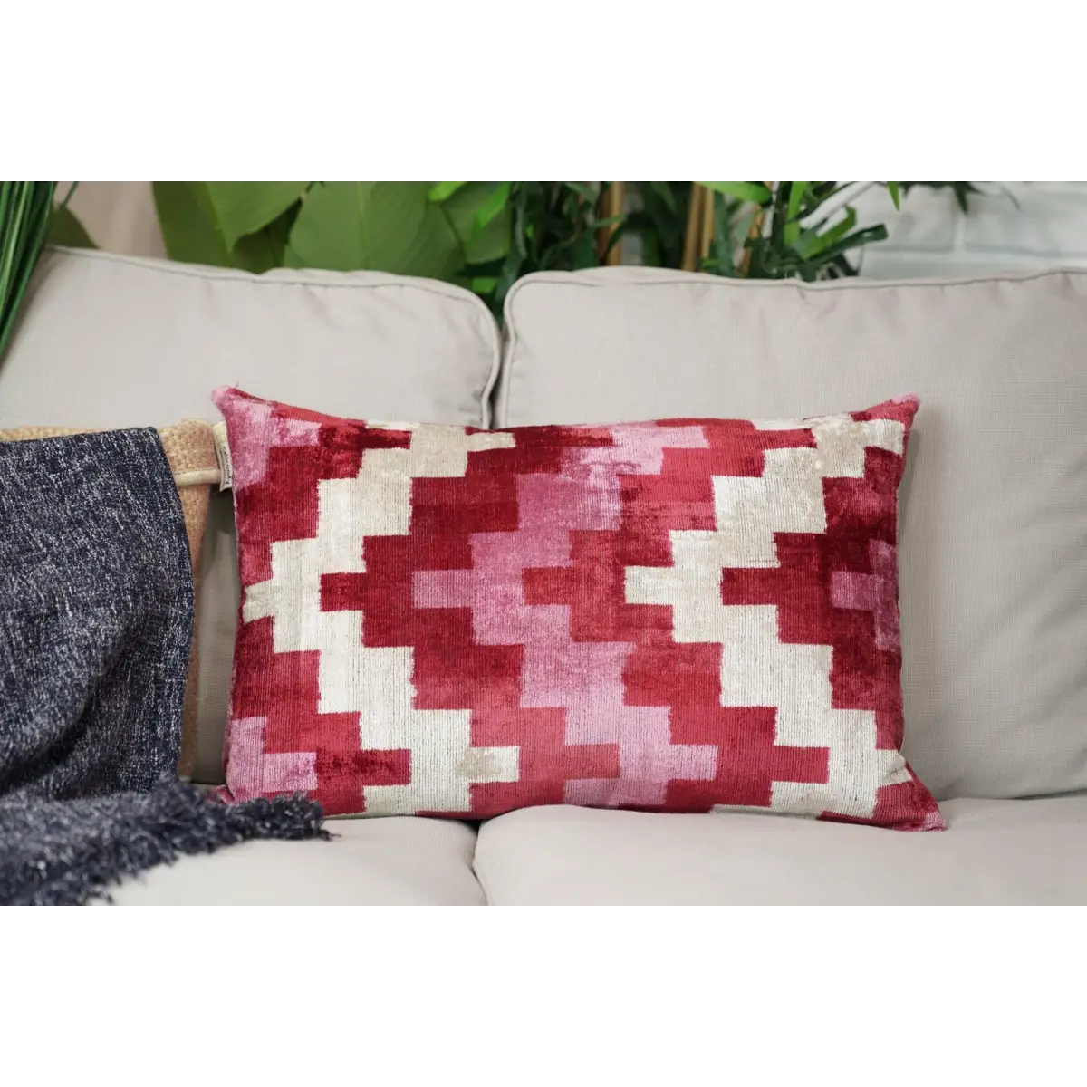 Canvello Handmade Pink Red Throw Pillows For Couch - 16x24 - Canvello