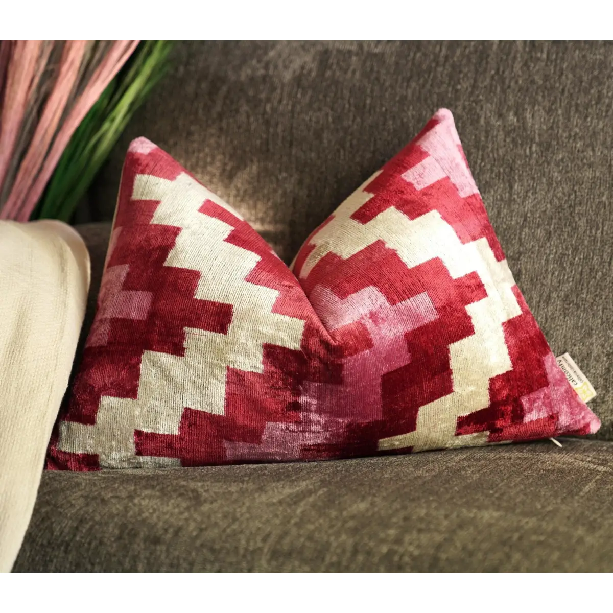 Canvello Handmade Pink Red Throw Pillows For Couch - 16x24 - Canvello