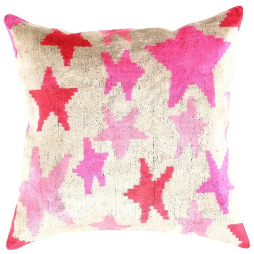 Canvello Handmade Pink start Throw Pillow with Down Insert - 18 x 18 - Canvello