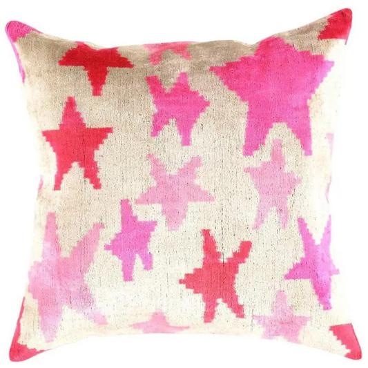 Canvello Handmade Pink start Throw Pillow with Down Insert - 18 x 18 - Canvello