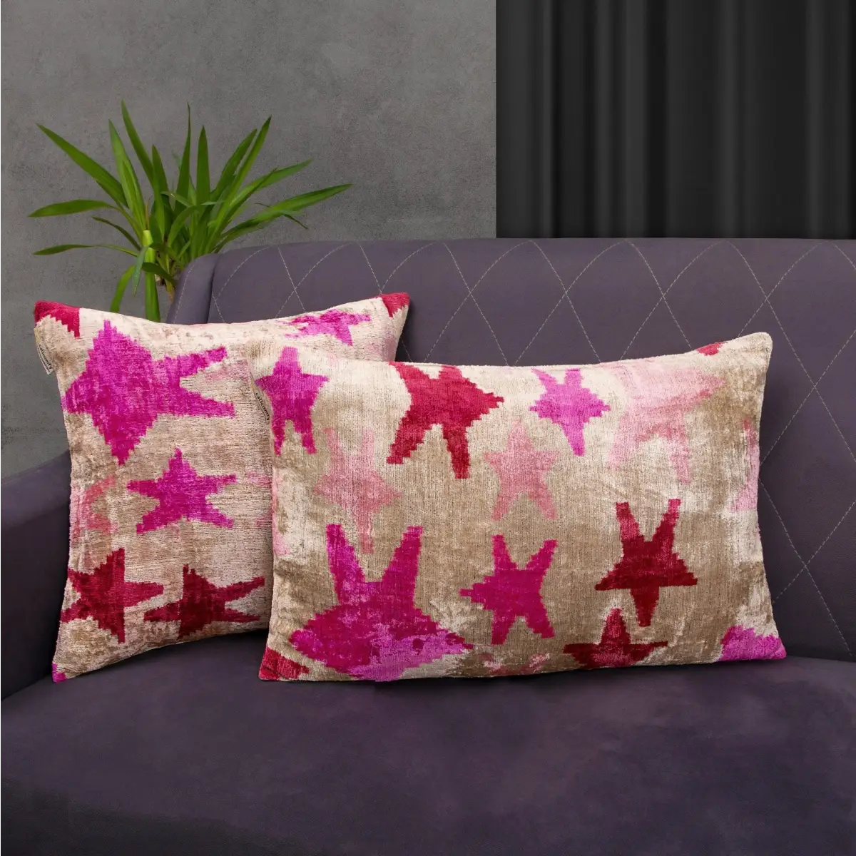Canvello Handmade Pink Throw Pillow For Sofa | Set of 2 |18x18 |16x24 - Canvello