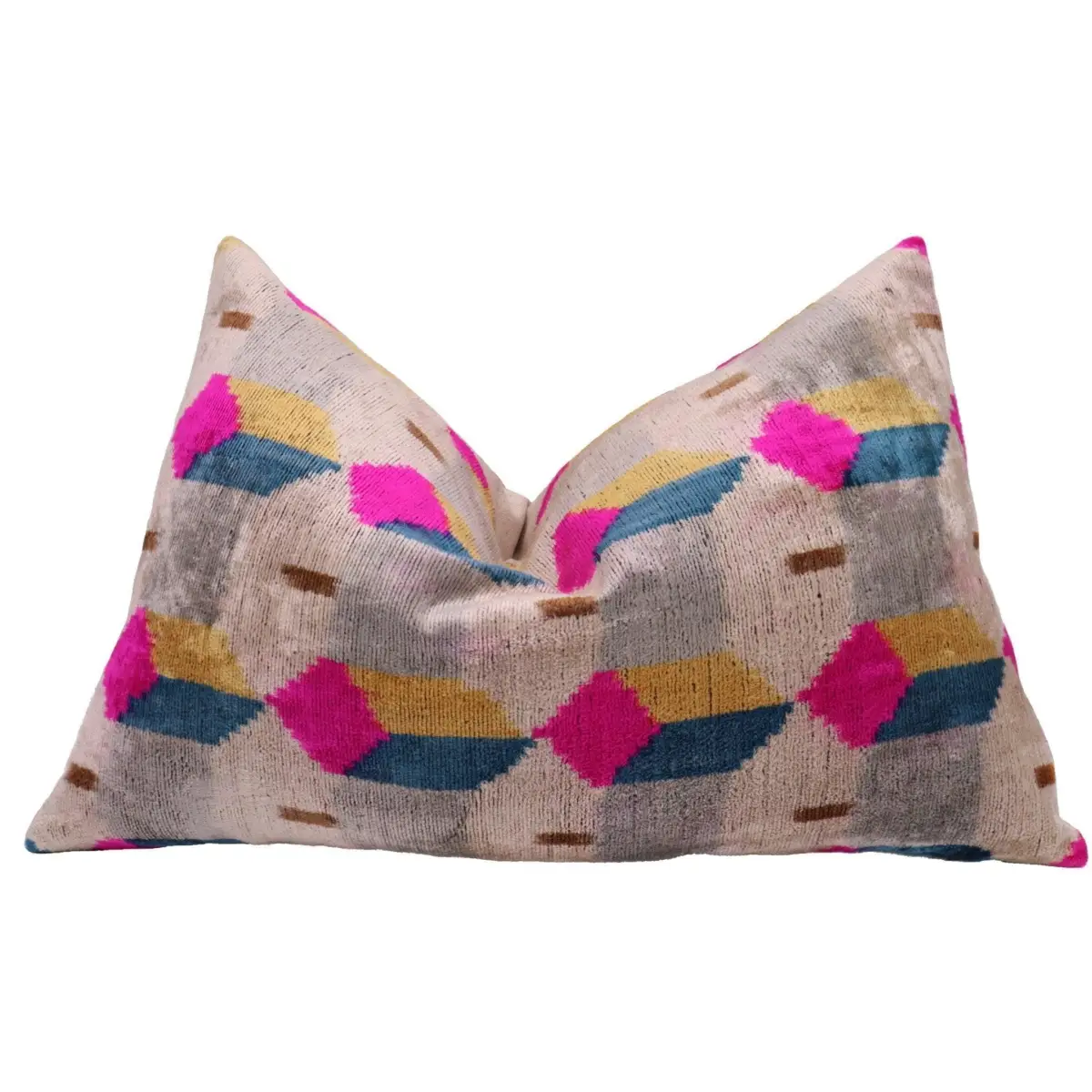 Canvello Handmade PinkGray Geometic Throw Pillow - 16x24 - Canvello