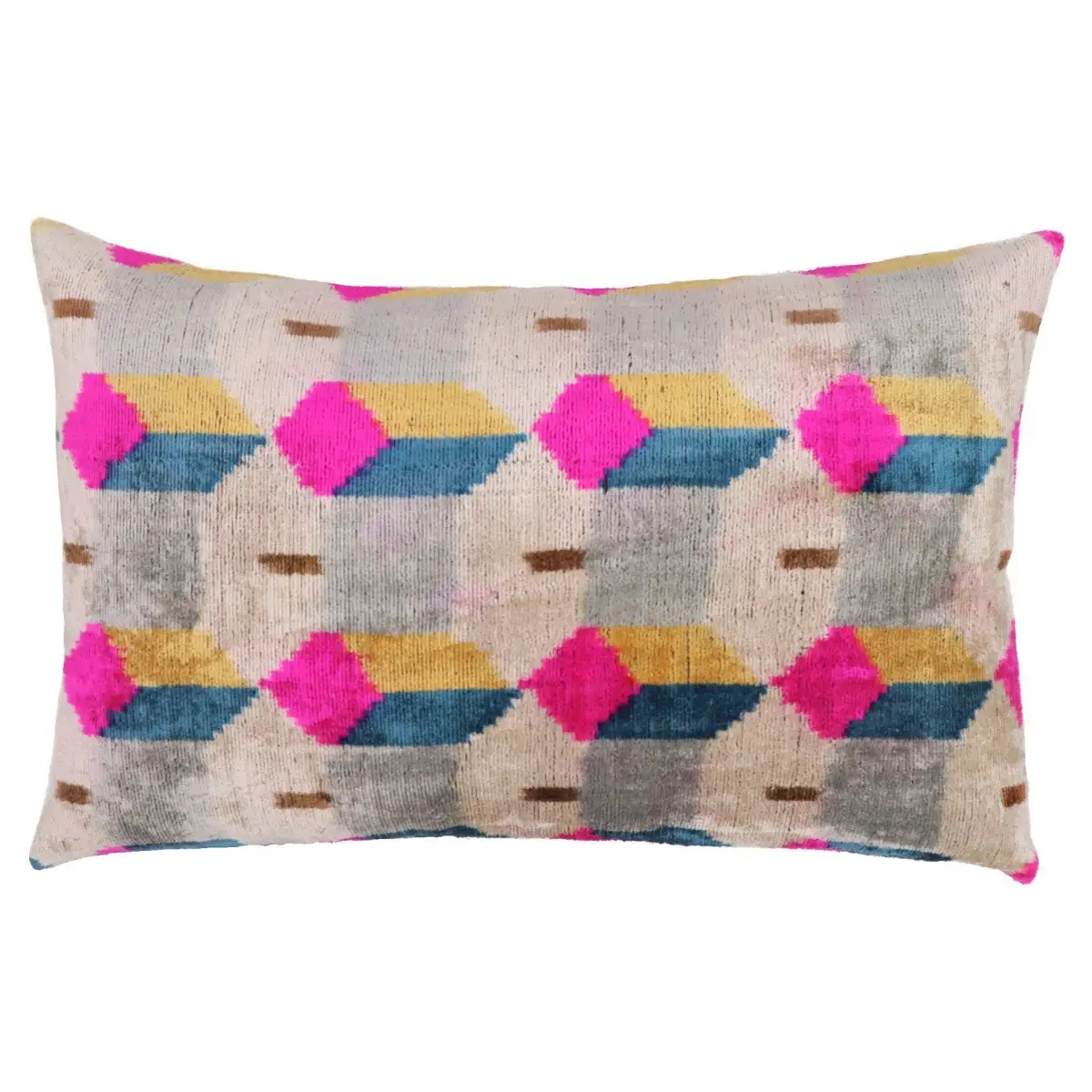 Canvello Handmade PinkGray Geometic Throw Pillow - 16x24 - Canvello