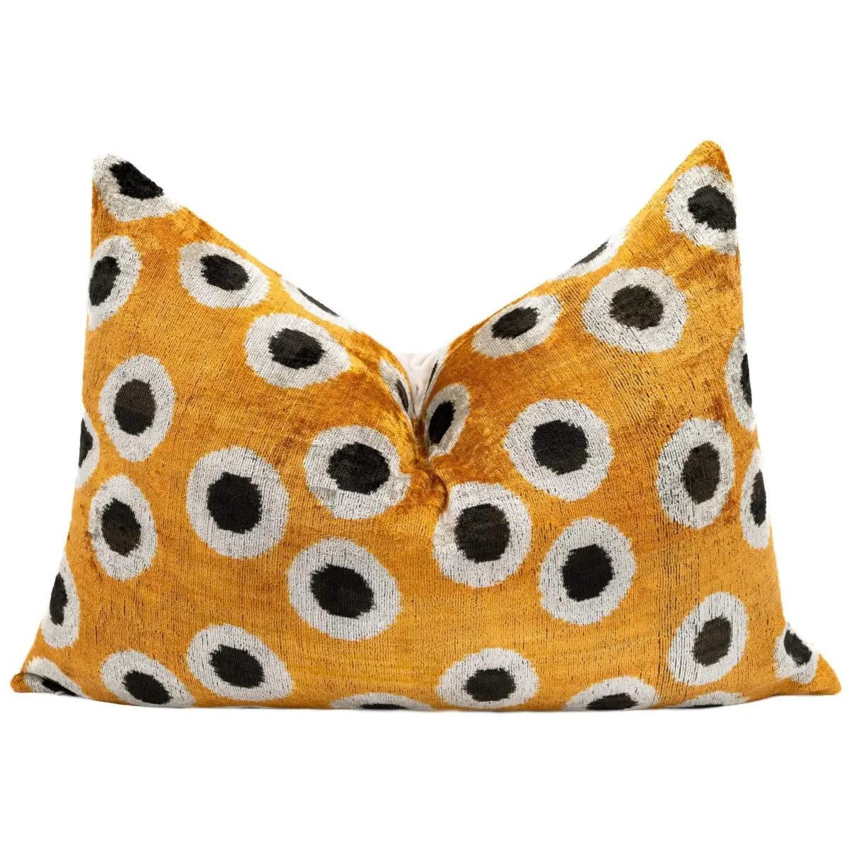 Canvello Handmade Polka Dot Velvet Throw Pillow in Mustard Yellow - Perfect for Modern and Eclectic Decor | 16 x 24