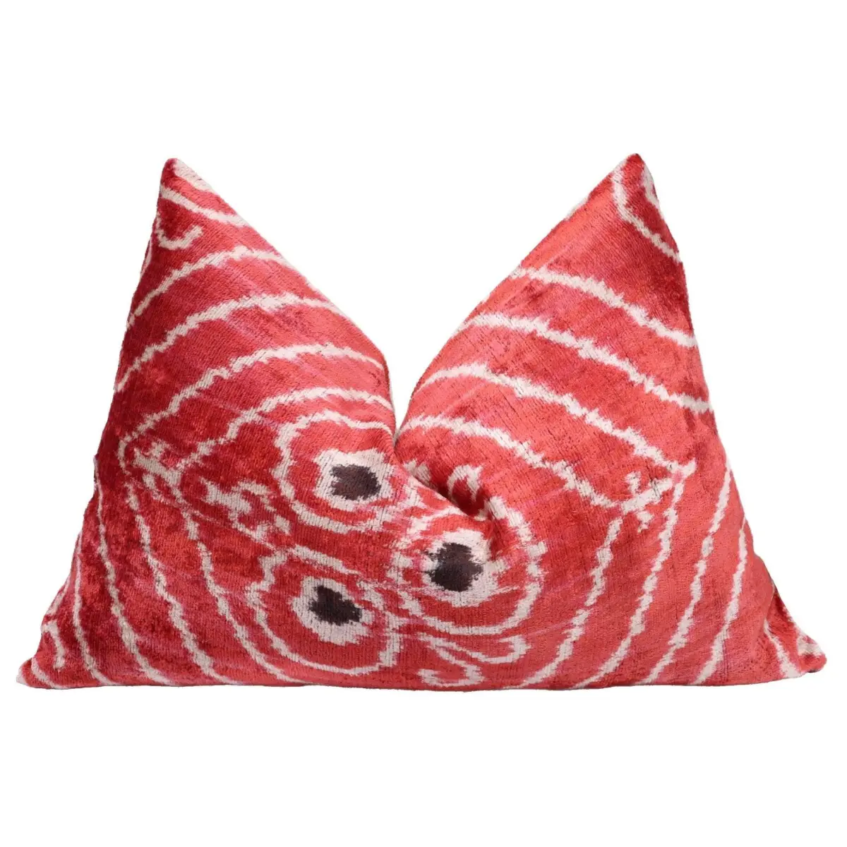 Canvello Handmade Red Brown Floral Throw Pillow with Down Insert -16’’X24’’ - Canvello