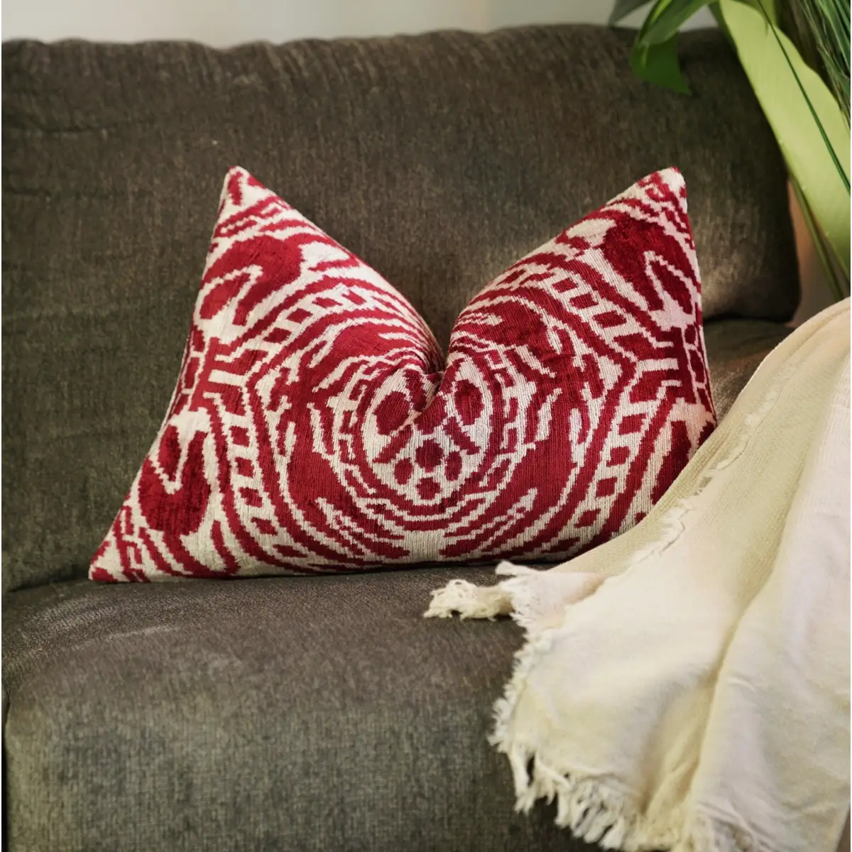 Canvello Handmade Red Super Soft Pillow With Down Insert- 16’’x24’’ - Canvello