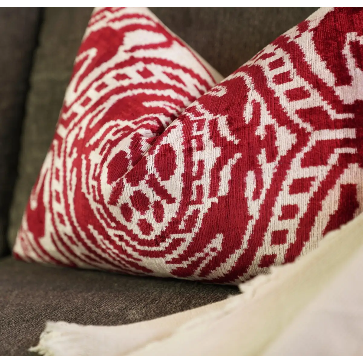 Canvello Handmade Red Super Soft Pillow With Down Insert- 16’’x24’’ - Canvello