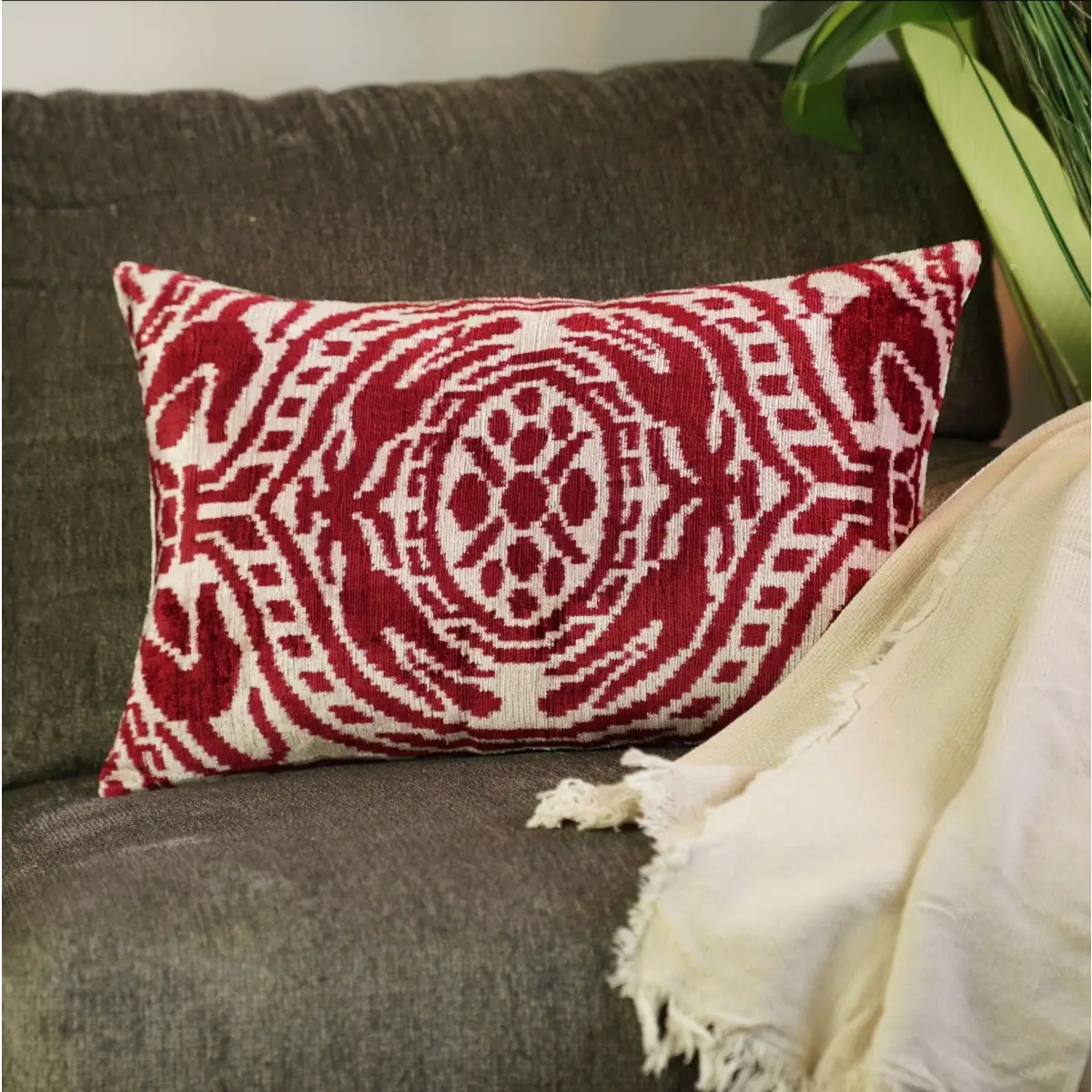 Canvello Handmade Red Super Soft Pillow With Down Insert- 16’’x24’’ - Canvello
