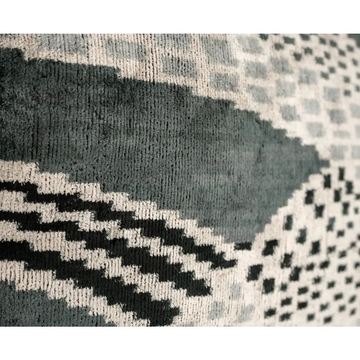 Canvello Handmade Silk Velvet Throw Pillow with Down Feather Insert – Geometric Black and Grey Design - 24’’x24’’