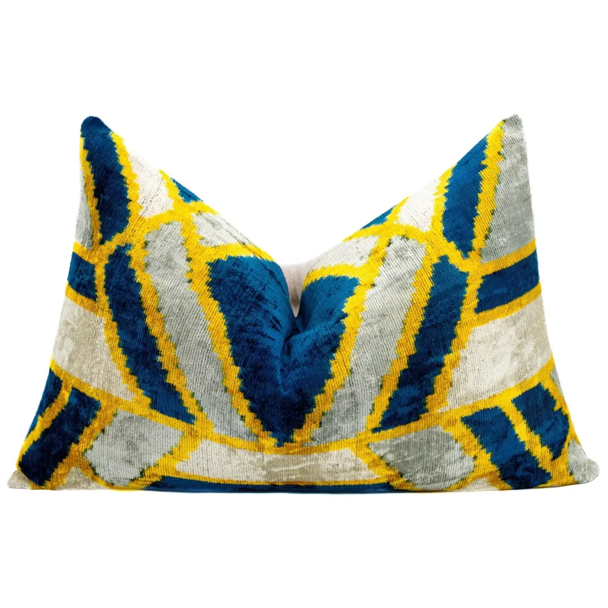 Canvello Handmade Throw Pillow Cover & Feather Insert | Gold Blue Gray | Soft Throw Pillow| Luxury Decorative for Couch