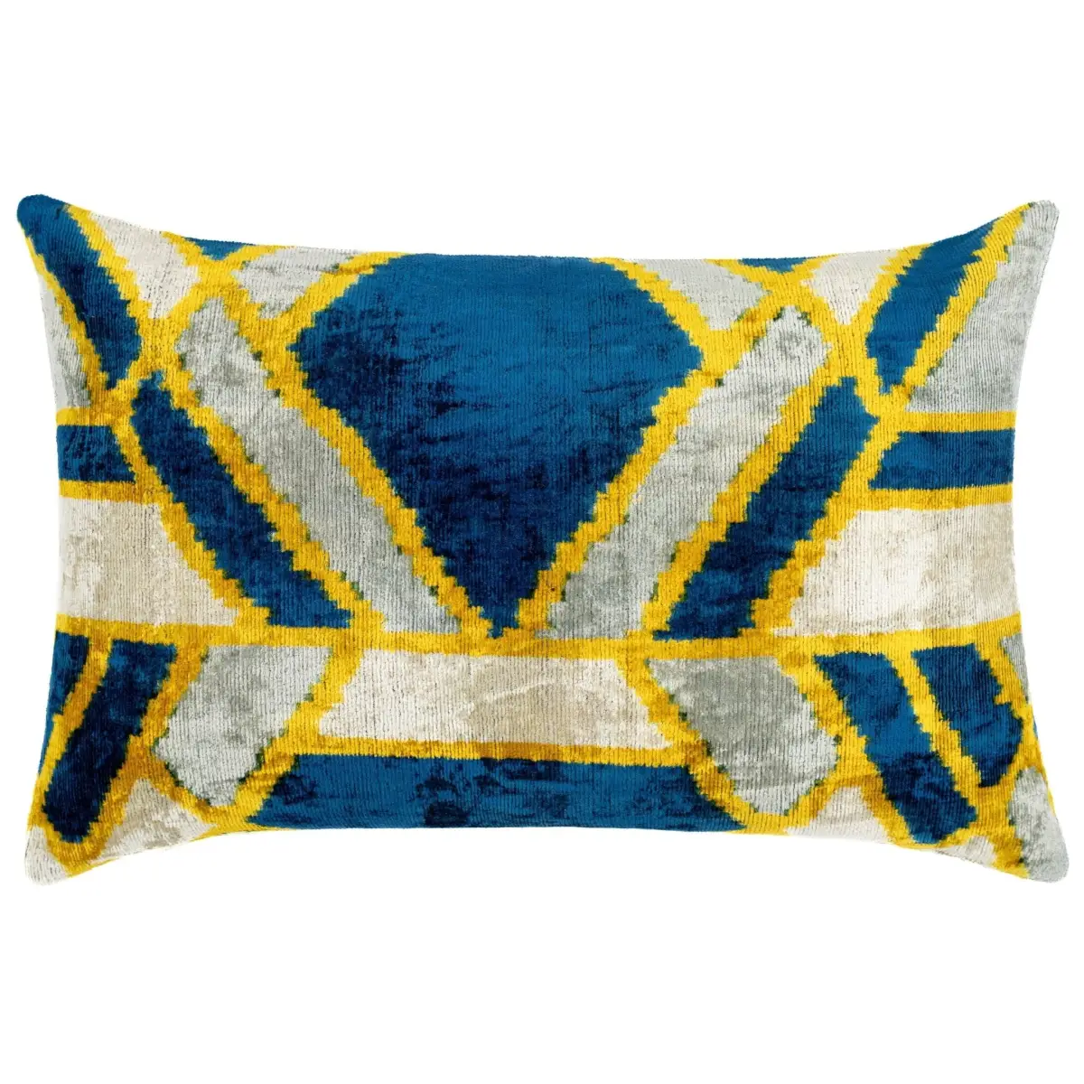 Canvello Handmade Throw Pillow Cover & Feather Insert | Gold Blue Gray | Soft Throw Pillow| Luxury Decorative for Couch