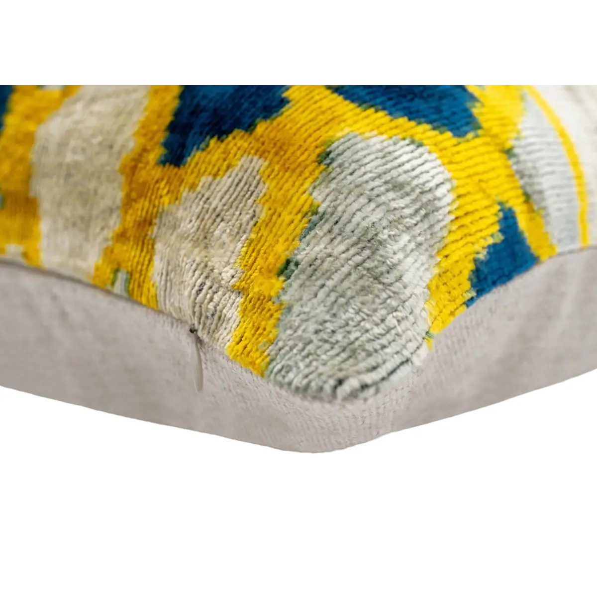 Canvello Handmade Throw Pillow Cover & Feather Insert | Gold Blue Gray | Soft Throw Pillow| Luxury Decorative for Couch