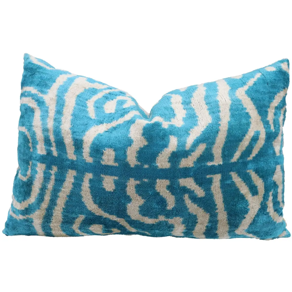 Canvello Handmade Tiger Print Blue Throw Pillows - 16X24 - Canvello