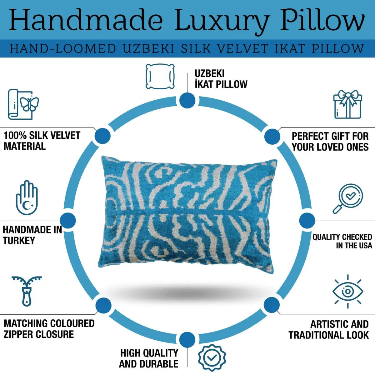 Canvello Handmade Tiger Print Blue Throw Pillows - 16X24 - Canvello