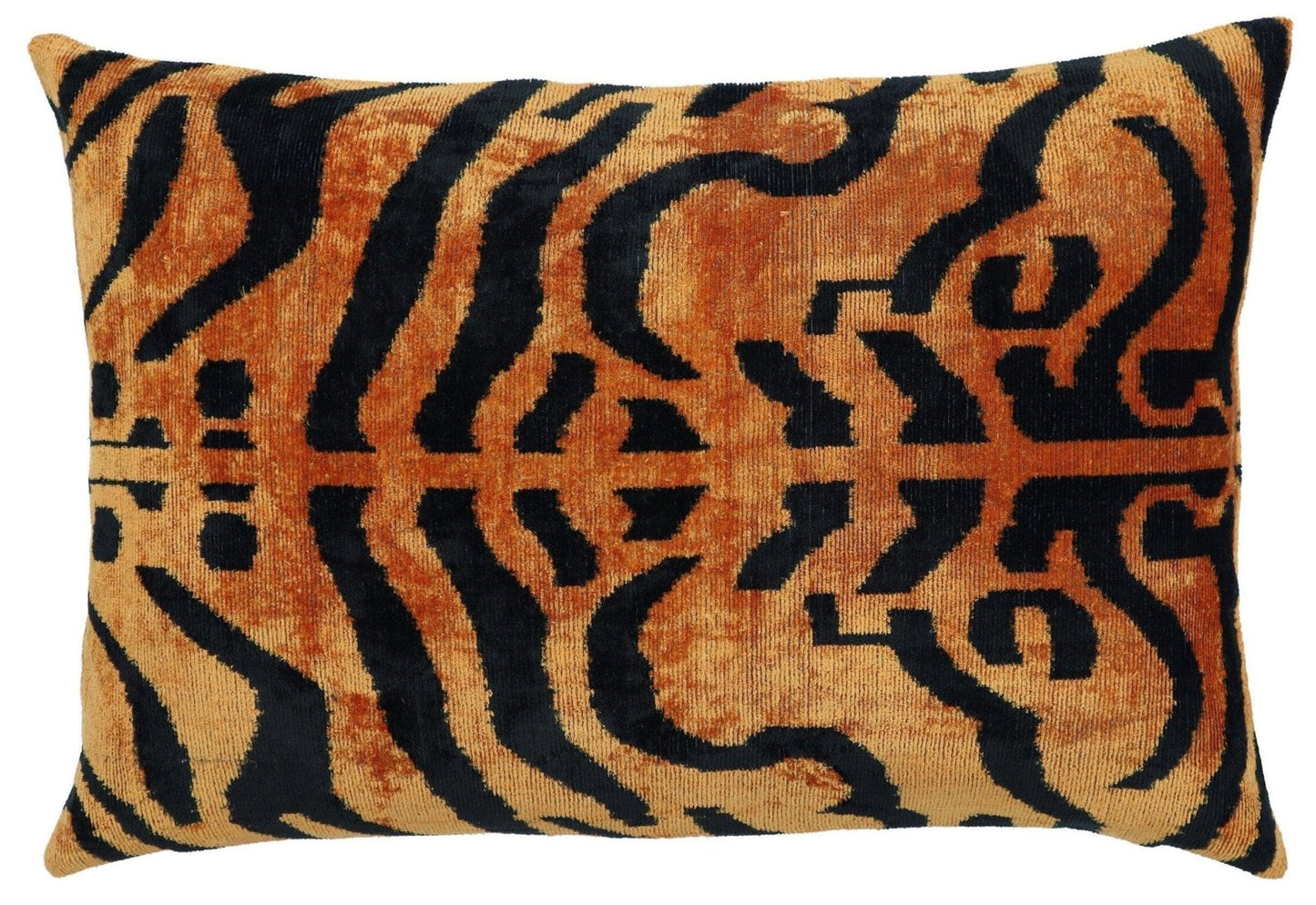 Coussin en velours imprimé tigre fait main Canvello avec insert en duvet - 16 x 24 po