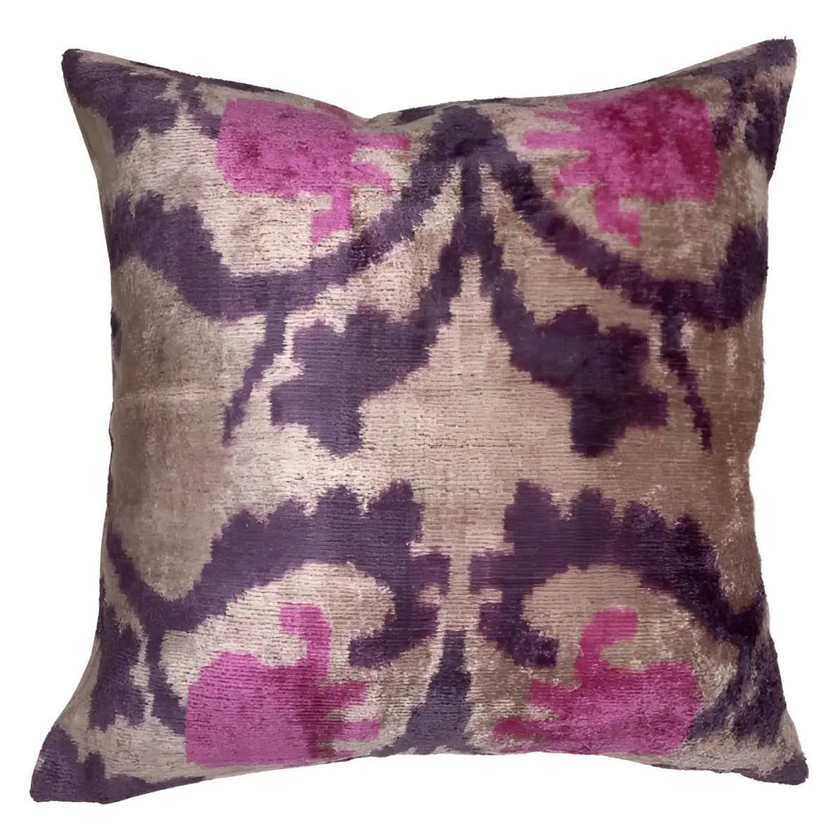 Canvello Handmade Turkish Multi Colors Velvet Silk Pillow - 16’’ X 16’’ - Pink - Canvello