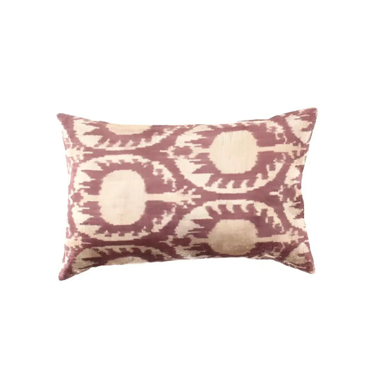 Canvello Handmade Turkish Silk Velvet Ikat pillow - 16’’x24’’ - Brown - Beige / 24”X 16” - Canvello