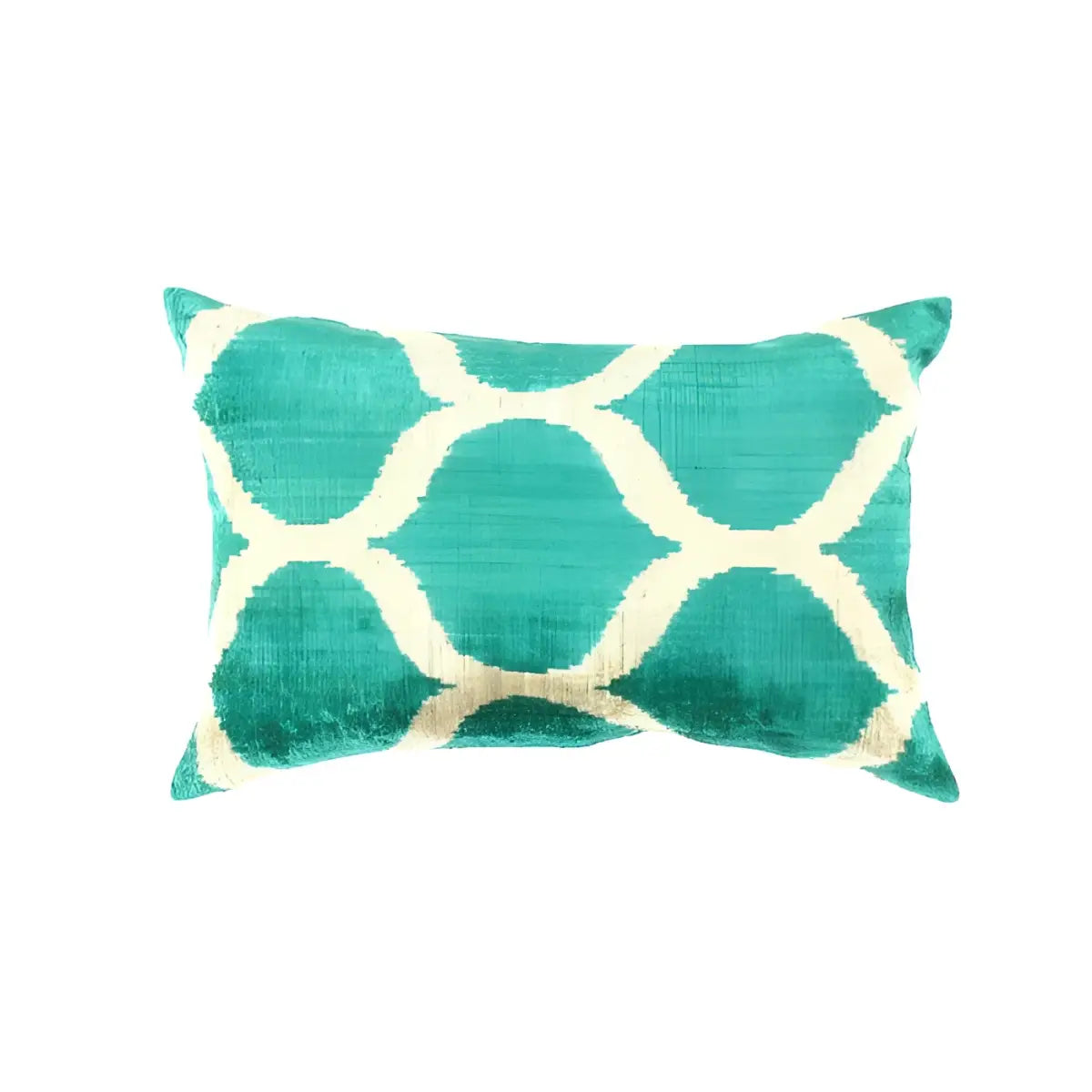 Canvello Handmade Turkish Silk Velvet Ikat pillow - 16’’x24’’ - Green - Beige / 24”X 16” - Canvello