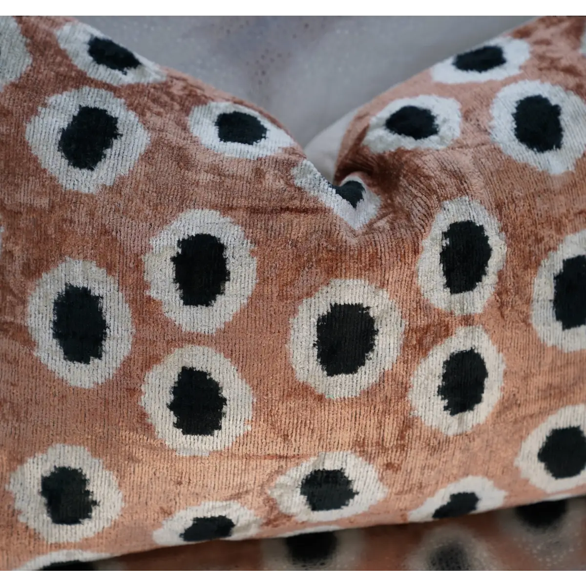 Canvello Handmade Velvet Gold Black Dot lumbar Pillows For Couch | 16 x 24 - Canvello