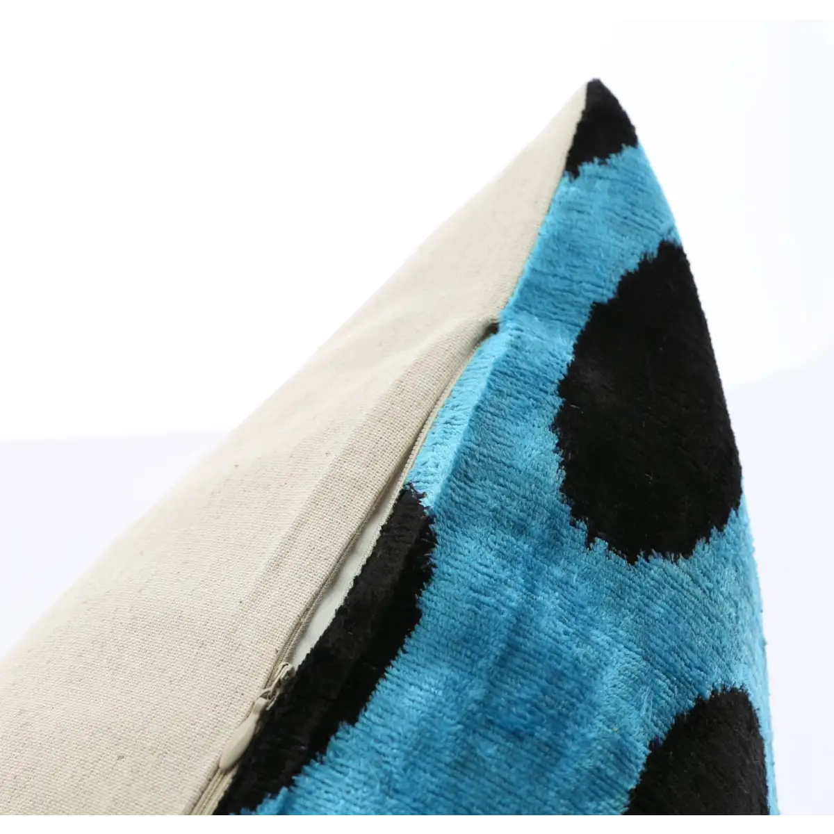 Canvello Handmade Velvet Lumbar Pillow in Blue and Black Polka Dot Design - High-Quality 16x24 Inch Decorative Accent