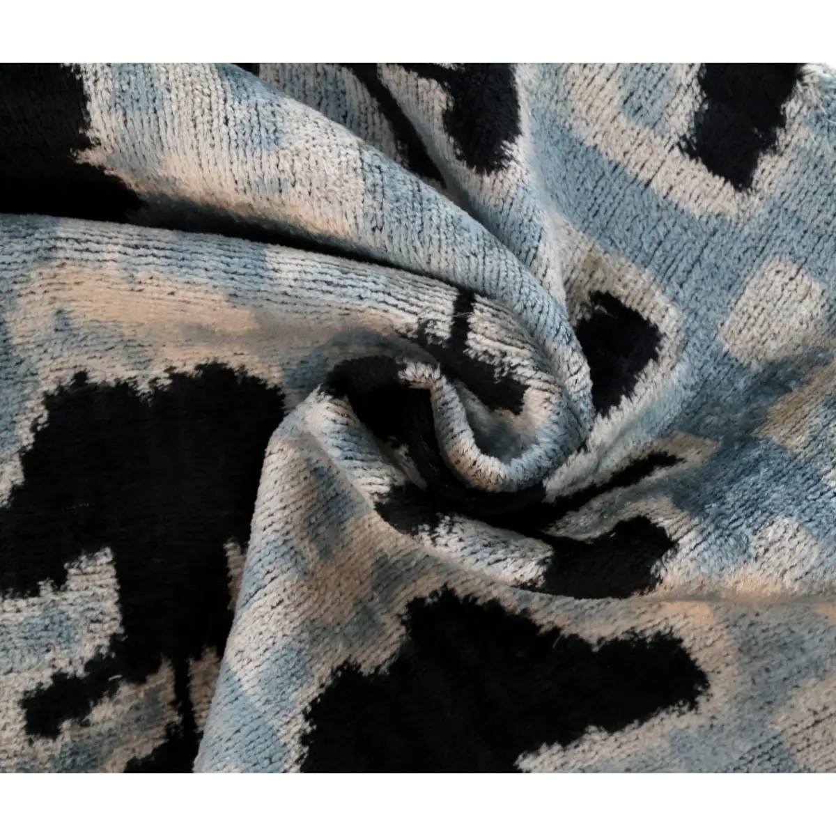 Canvello Handmade Velvet Lumbar Pillow in Gray and Black Ikat Design - High-Quality 16x24 Inch Decorative Accent