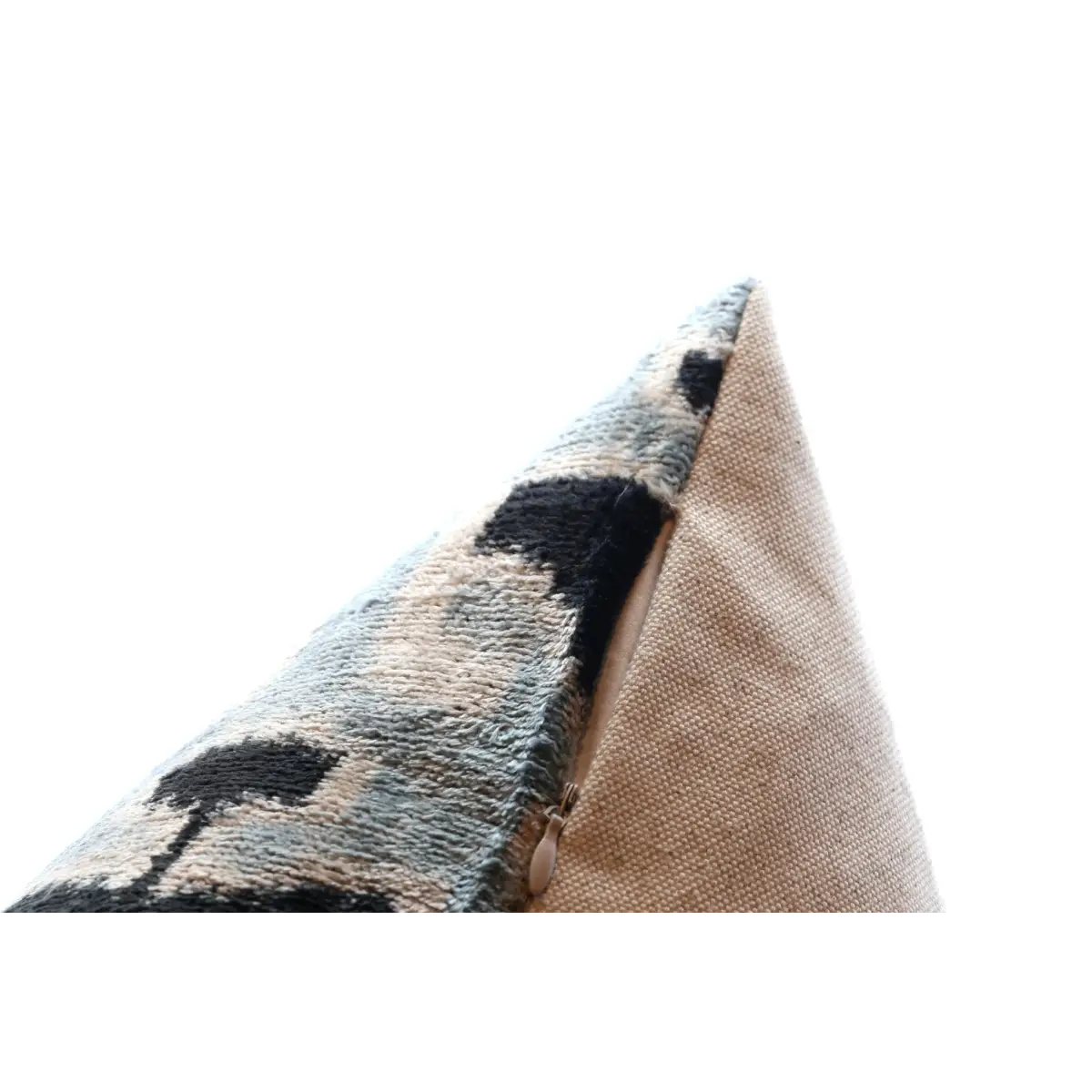 Canvello Handmade Velvet Lumbar Pillow in Gray and Black Ikat Design - High-Quality 16x24 Inch Decorative Accent