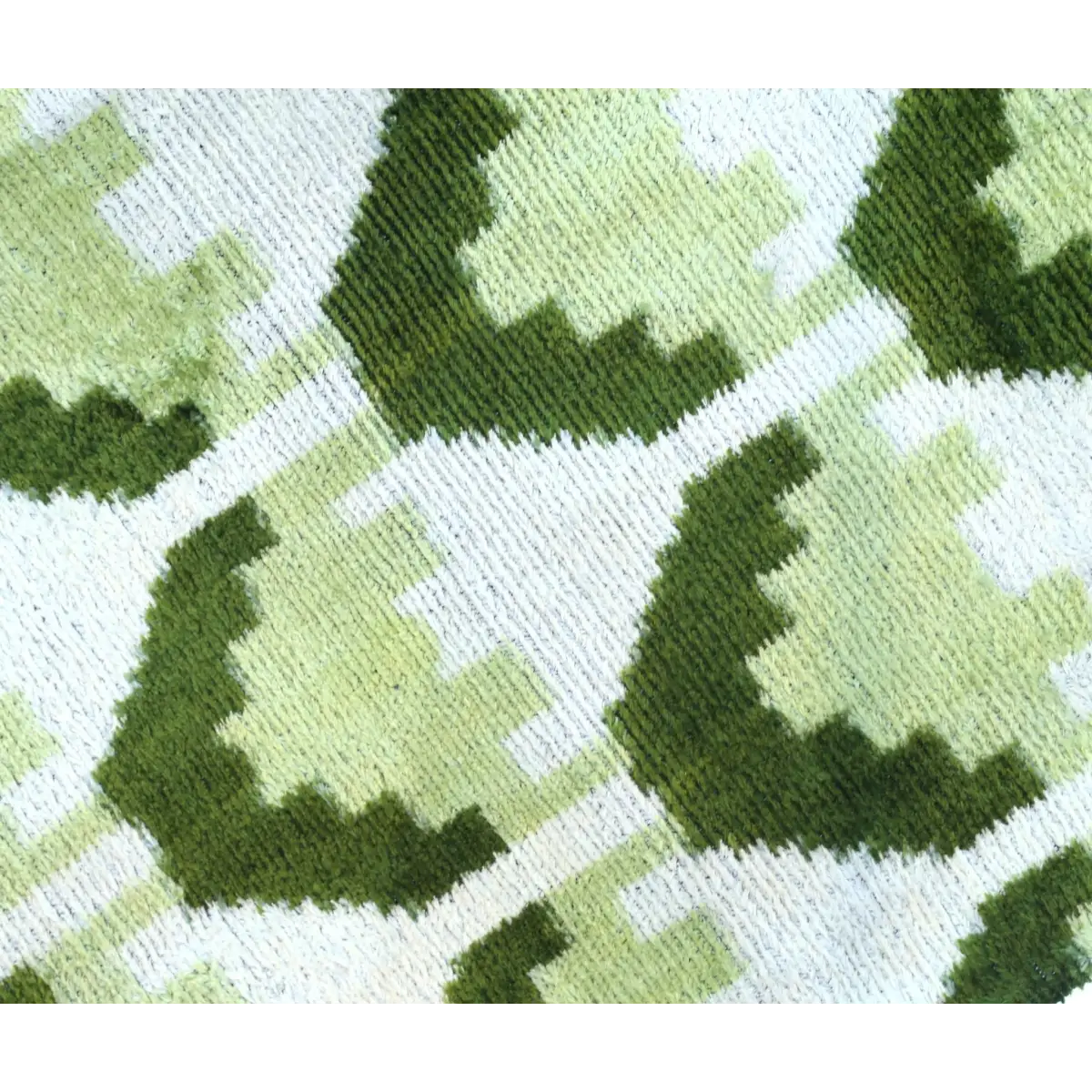 Canvello Handmade Velvet Lumbar Pillow in Green and Cream Ikat Design - High-Quality Decorative Accent with Premium