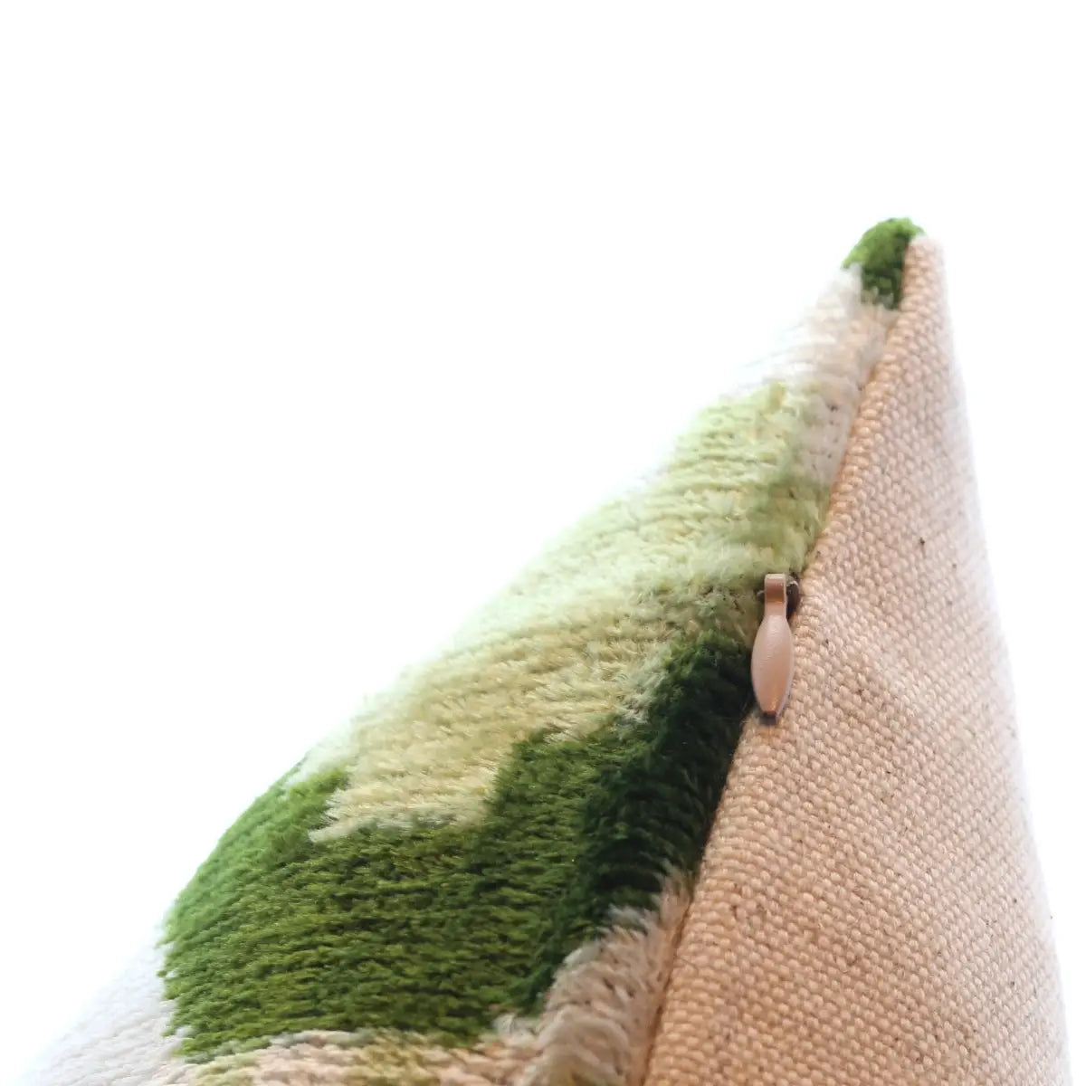 Canvello Handmade Velvet Lumbar Pillow in Green and Cream Ikat Design - High-Quality Decorative Accent with Premium