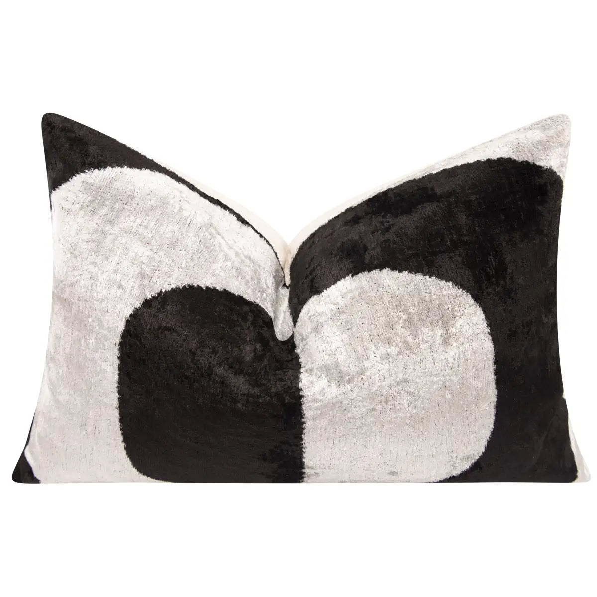 Luxury Silk Velvet Pillow – Modern Black & White Lumbar 16x24’’ - Canvello