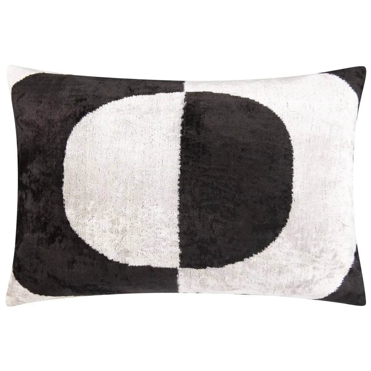 Luxury Silk Velvet Pillow – Modern Black & White Lumbar 16x24’’ - Canvello
