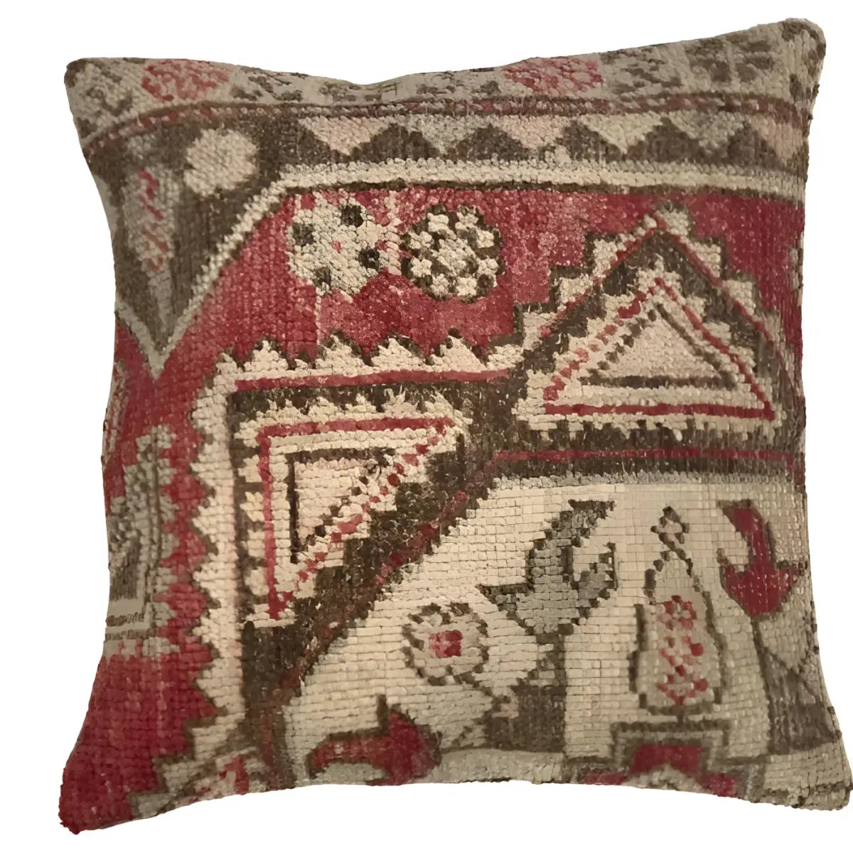Canvello Handmade Vintage Turkish Rug Pillow - 20’ X 20’ - Beige - Canvello