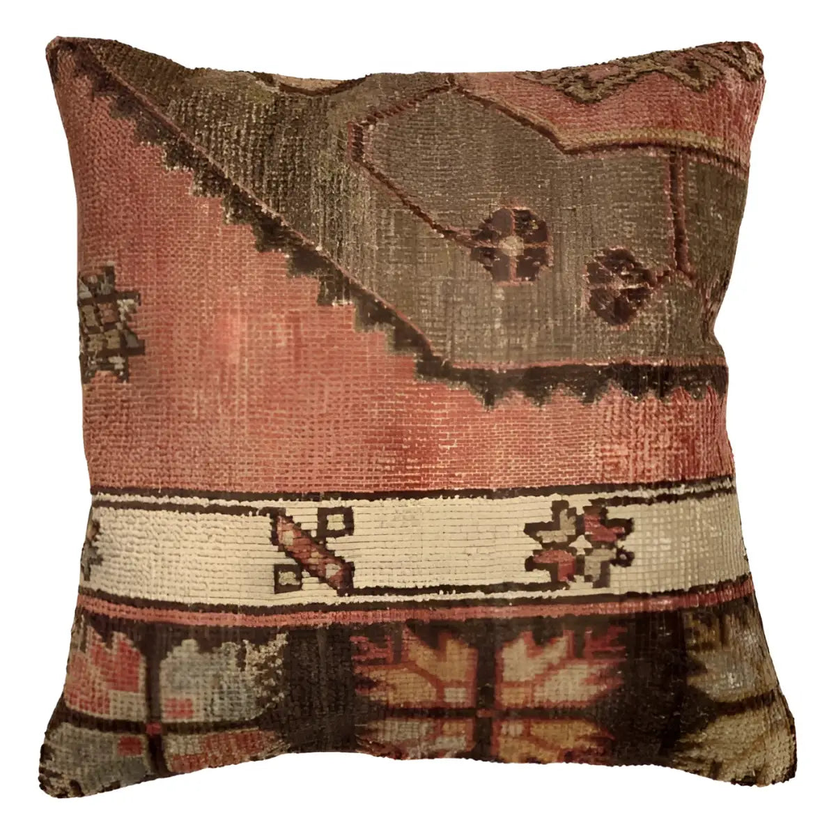 Canvello Handmade Vintage Turkish Rug Pillow - 20’ X 20’ - Rust - Canvello