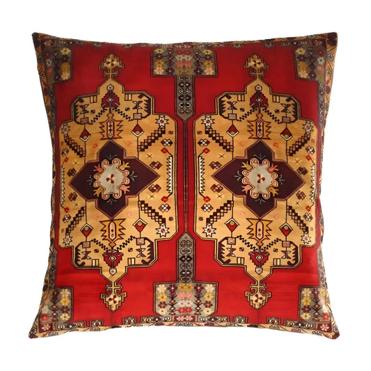 Canvello Heriz Design Velvet Pillow - 20’ X 20’ - Rust / 20’ X 20’ - Canvello