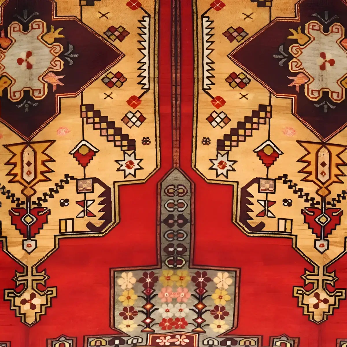 Canvello Heriz Design Velvet Pillow - 20’ X 20’ - Rust / 20’ X 20’ - Canvello