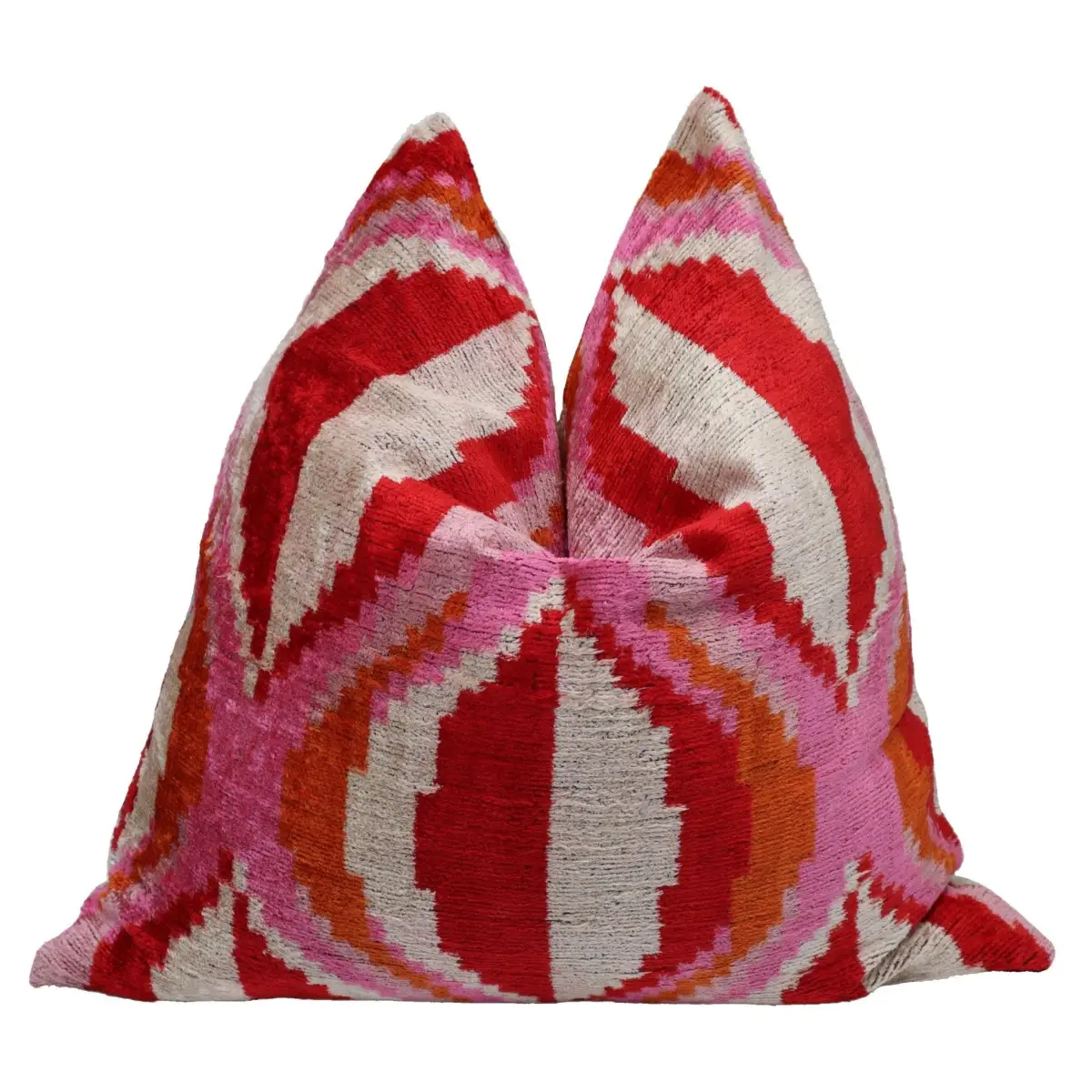 Canvello Invisible Zipper Silk Velvet Pink Red Throw Pillows - 20x20 - Canvello