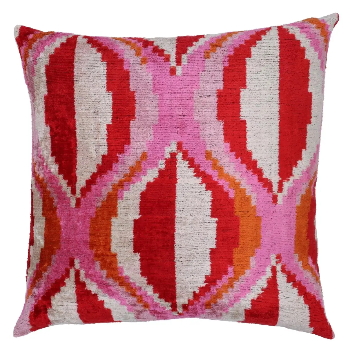 Canvello Invisible Zipper Silk Velvet Pink Red Throw Pillows - 20x20 - Canvello