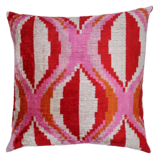 Canvello Invisible Zipper Silk Velvet Pink Red Throw Pillows - 20x20 - Canvello