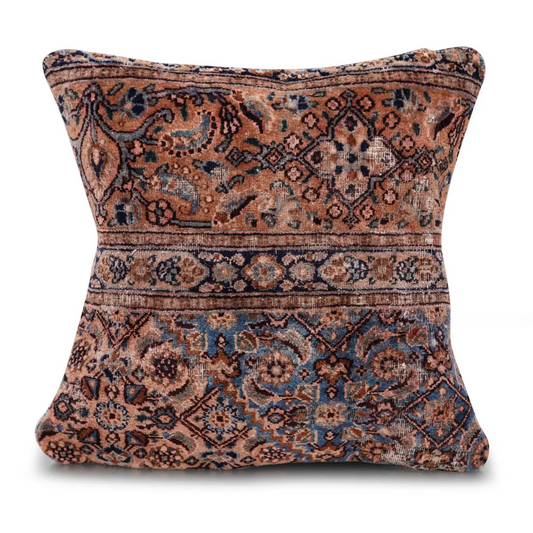 Canvello Kerman Rug Brown Throw Pillow - 18’’x18’’ - Canvello