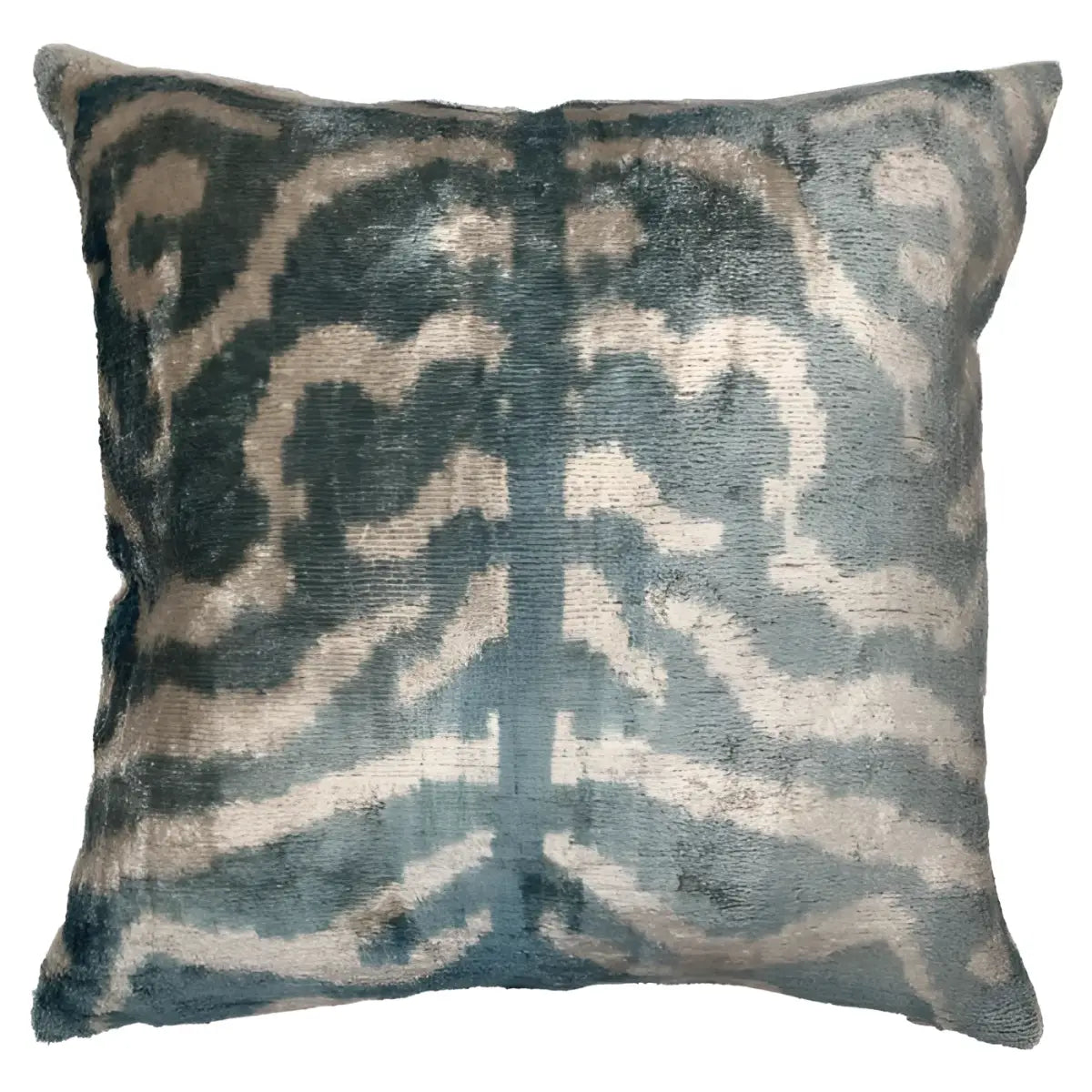 Canvello Light Blue Velvet Turkish Ikat Pillow - 16’’ X 16’’ - light blue - Canvello