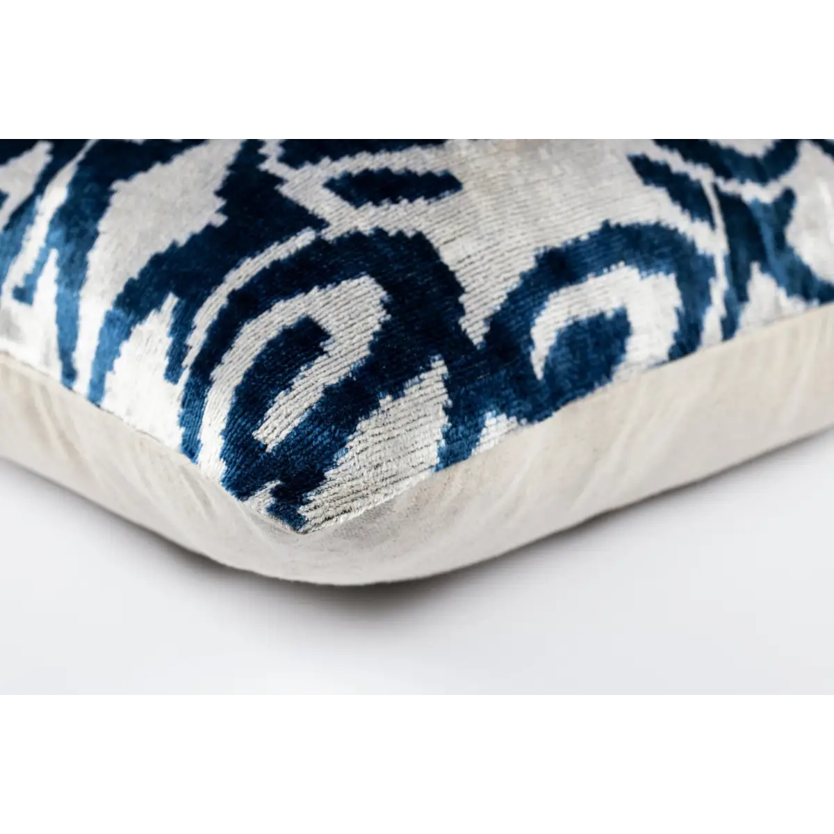 Canvello Luxurious 16x24 Handmade Velvet Silk Pillow with Premium Down Feather Insert - Blue Geometric - Canvello