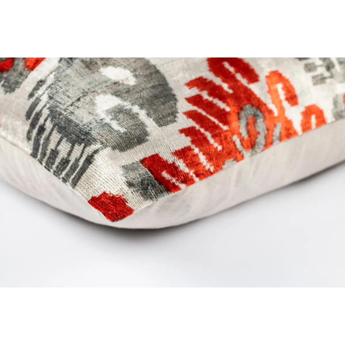Canvello Luxurious 16x24 Handmade Velvet Silk Pillow with Premium Down Feather Insert - Gray Orange Geometric - Canvello