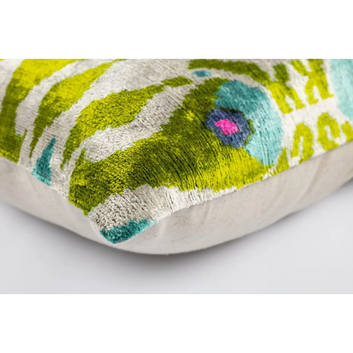 Canvello Luxurious 16x24 Handmade Velvet Silk Pillow with Premium Down Feather Insert - Elegant Green and Blue